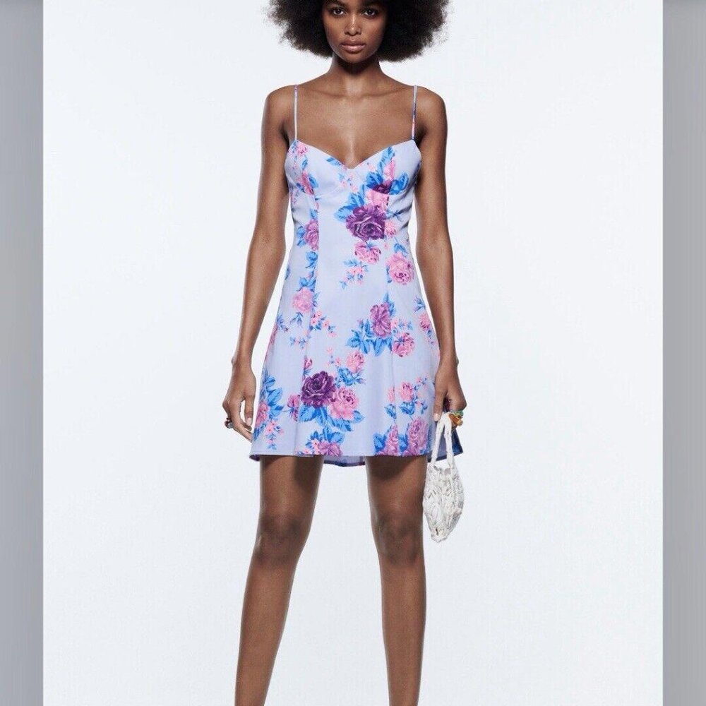 NWT Women’s Zara floral print dress  4661/302 Multicolor Mini Brunch Size‎ Small